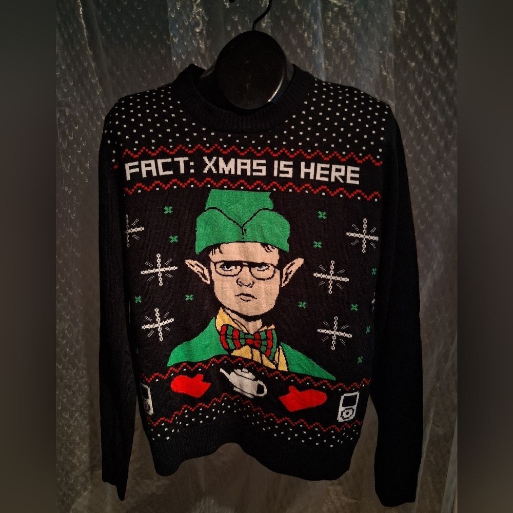 The Office Holiday Graphic Crewneck Sweater - Black/Green Sz M